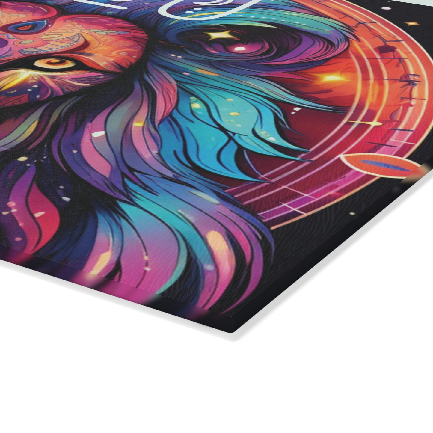 Vibrant Leo Zodiac Glass Cutting Board, Astrology Gift, Colorful Kitchen Decor, Unique Home Accent, Leo Sign Gift Idea