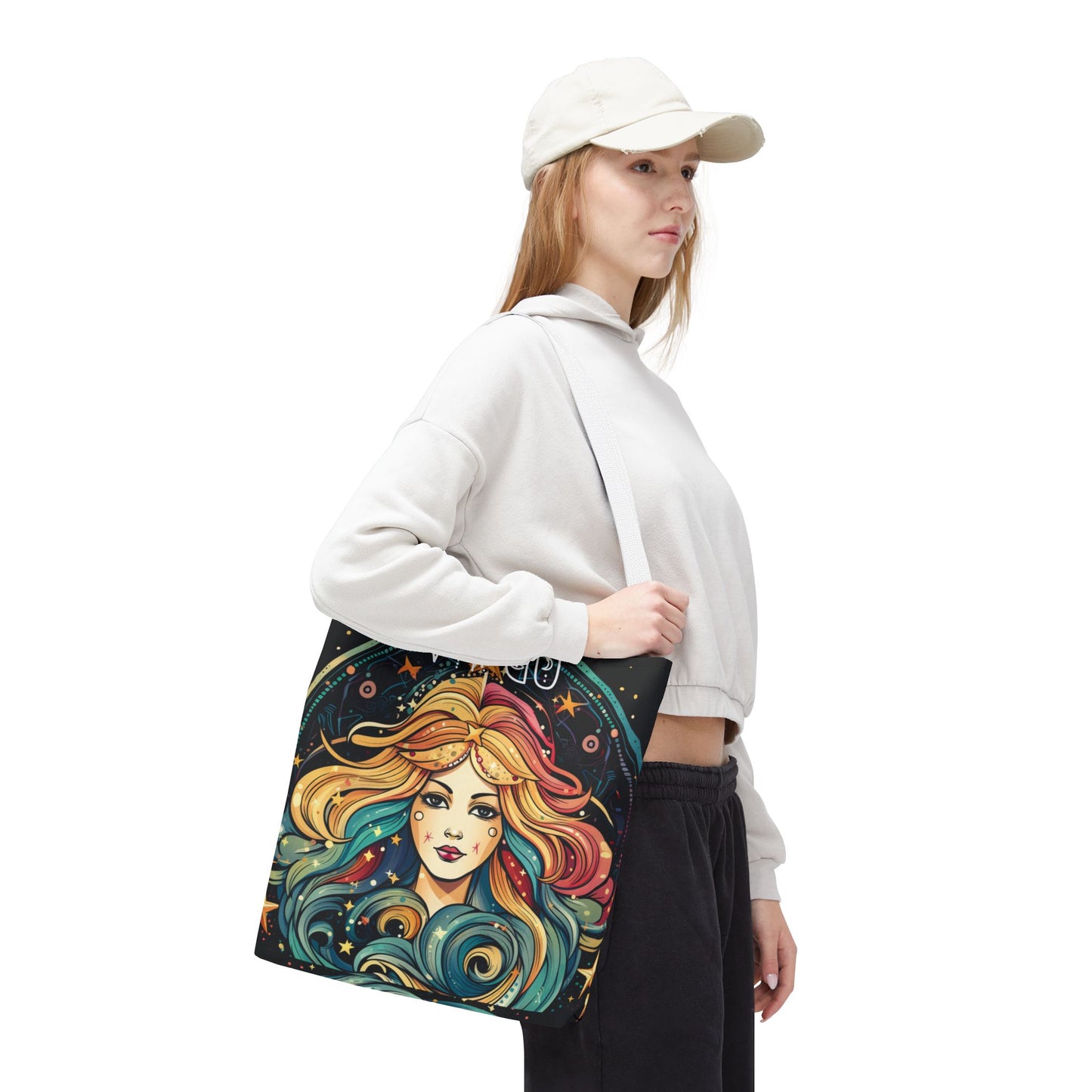 Virgo Zodiac Tote Bag, Astrology Handbag, Celestial Gift for Her, Reusable Shopping Bag, Horoscope Tote, Cosmic Art Bag, Book Bag
