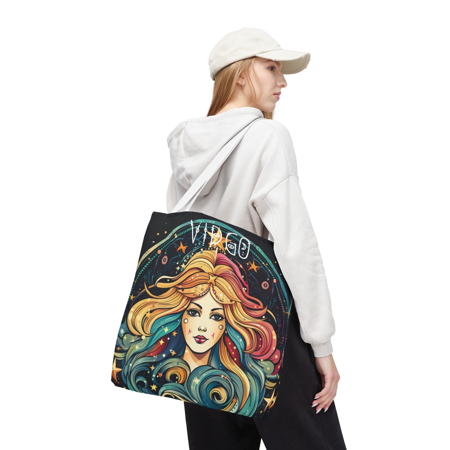 Virgo Zodiac Tote Bag, Astrology Handbag, Celestial Gift for Her, Reusable Shopping Bag, Horoscope Tote, Cosmic Art Bag, Book Bag