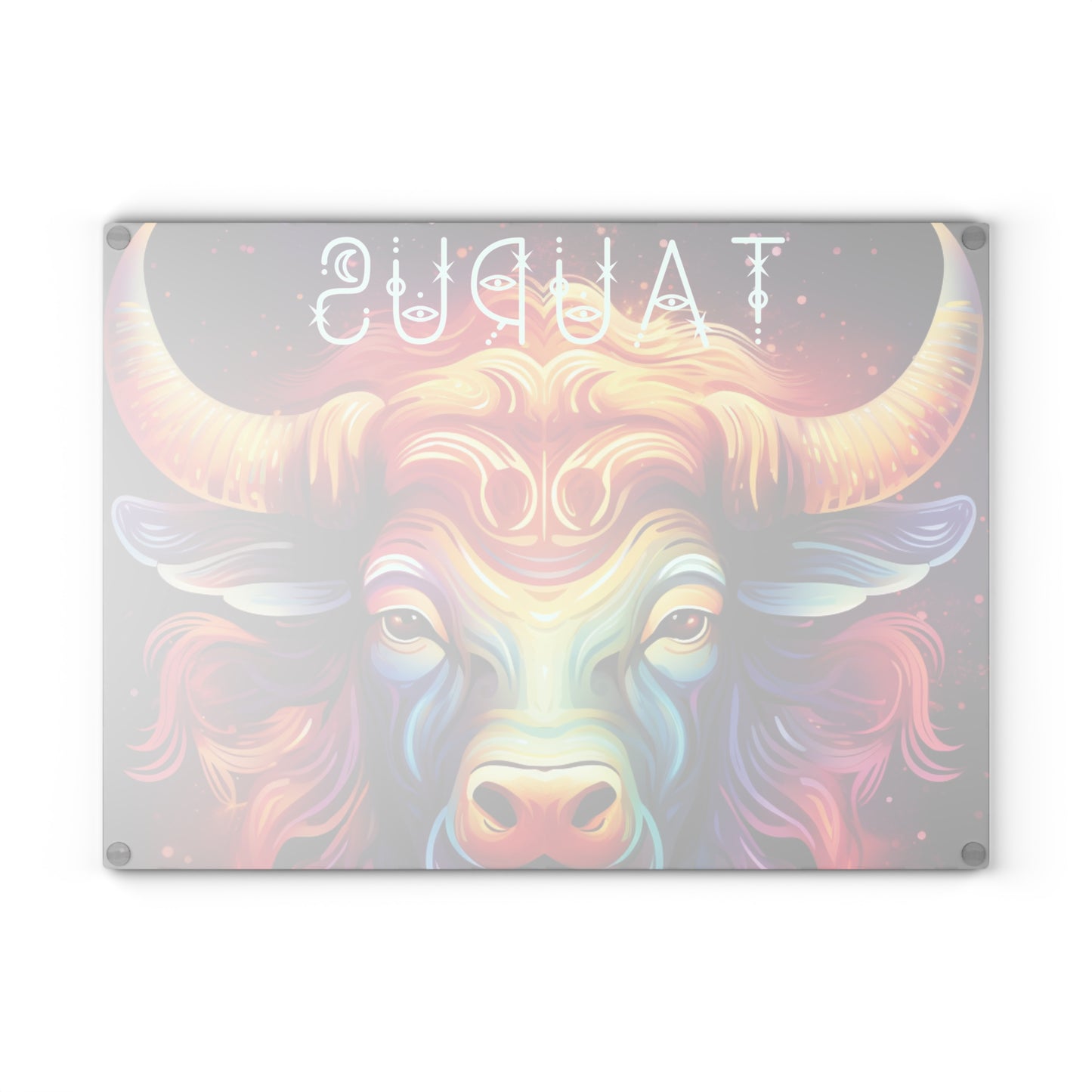 Vibrant Taurus Glass Cutting Board - Zodiac Gift, Kitchen Decor, Astrology Lover's Essential, Unique Housewarming Gift, Colorful Homeware