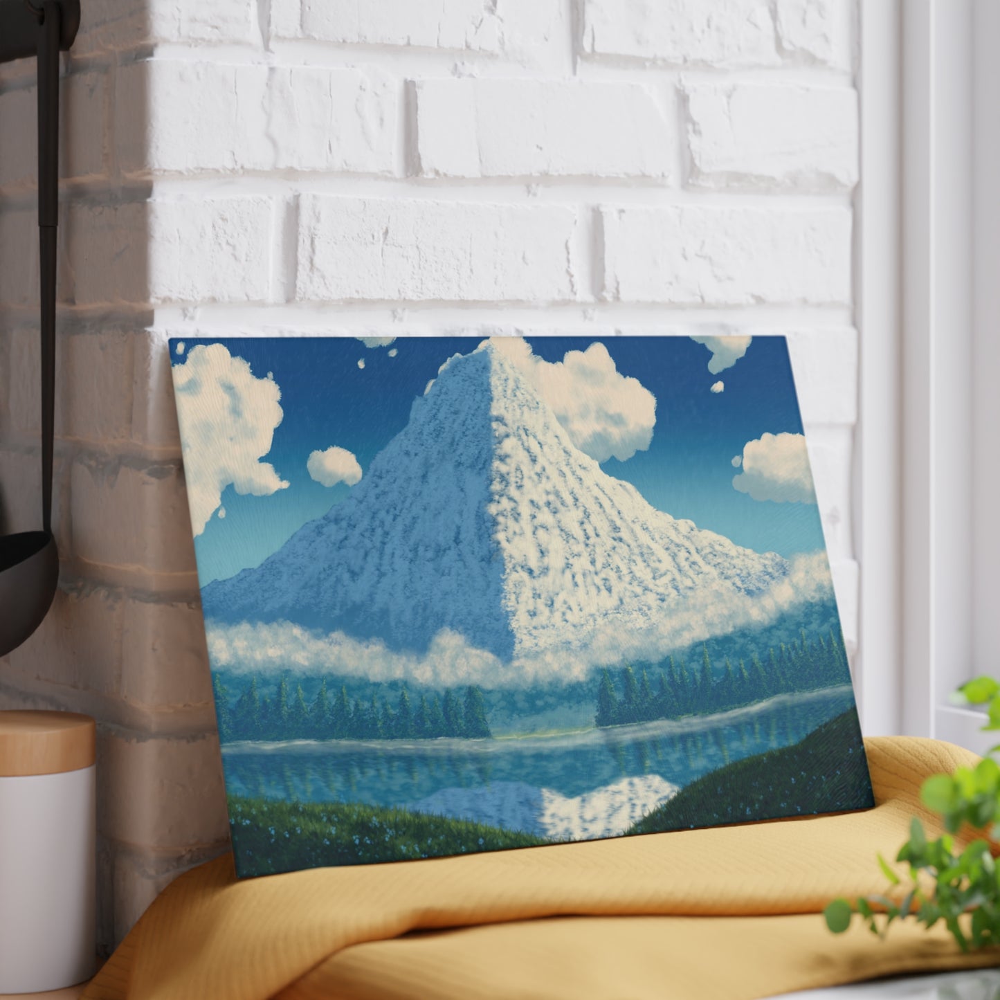 Beautiful Mountain Landscape Glass Cutting Board, Kitchen Gift, Home Decor, Cooking Essentials, Nature Lover's Gift, Housewarming