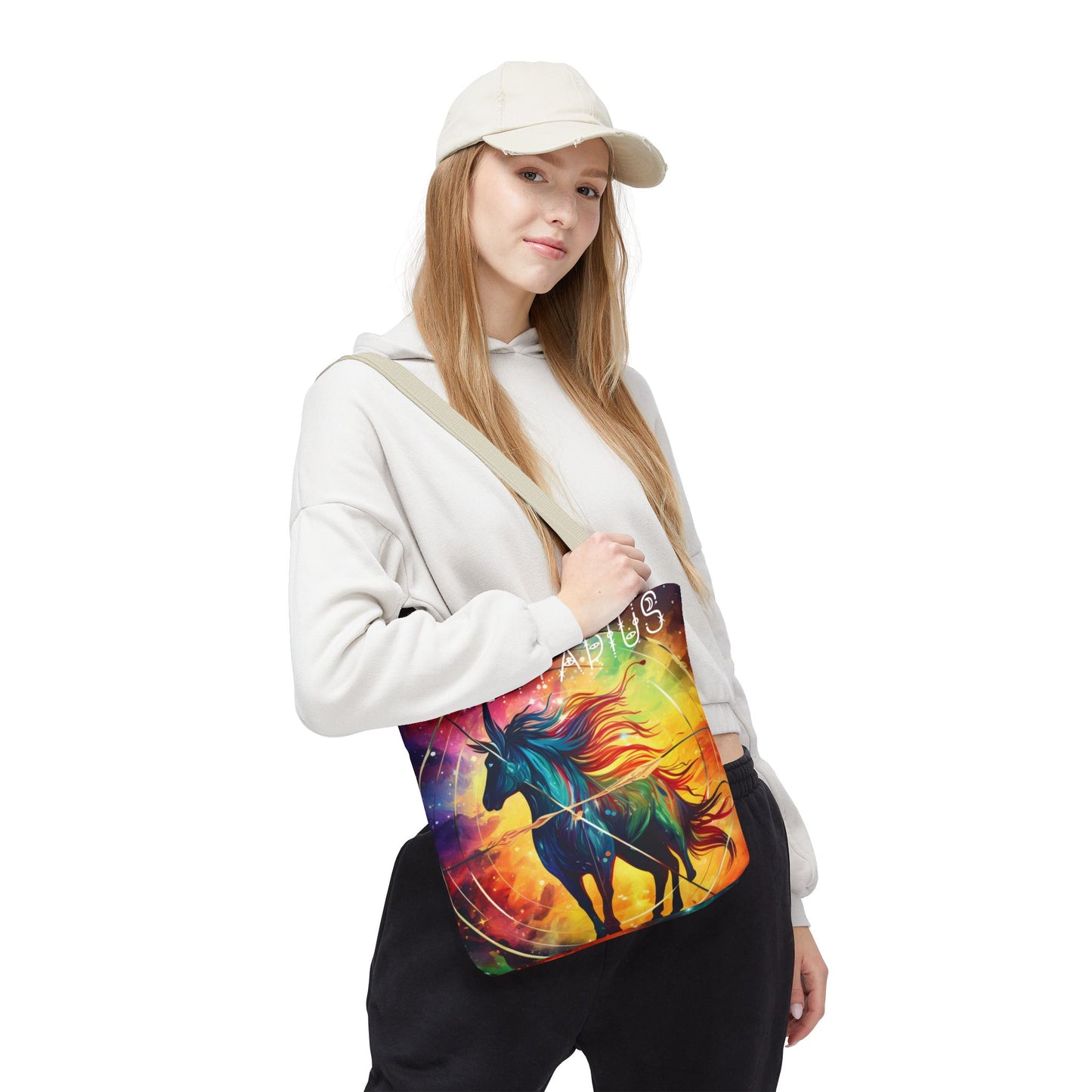 Colorful Sagittarius Tote Bag - Astrology Bag, Zodiac Gift, Travel Bag, Beach Bag, Boho Style, Reusable Bag, Book Bag,