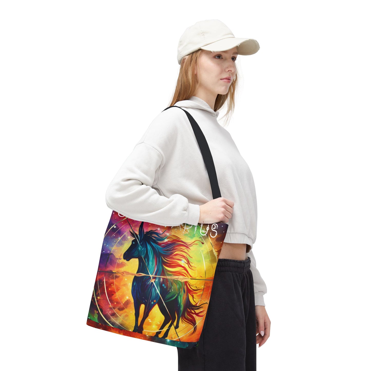 Colorful Sagittarius Tote Bag - Astrology Bag, Zodiac Gift, Travel Bag, Beach Bag, Boho Style, Reusable Bag, Book Bag,