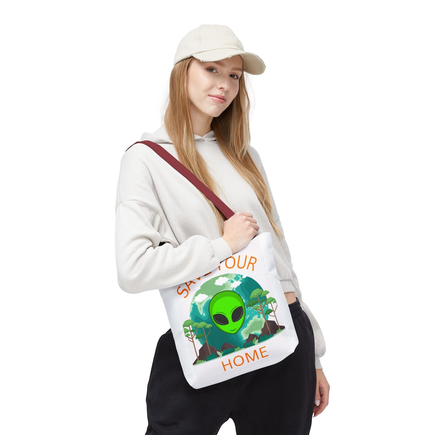 Alien Tote Bag, Earth Day Gift, Planet-Loving Gift, Reusable Shopping Bag, Science Fiction Lovers, Green Tote, Save Earth