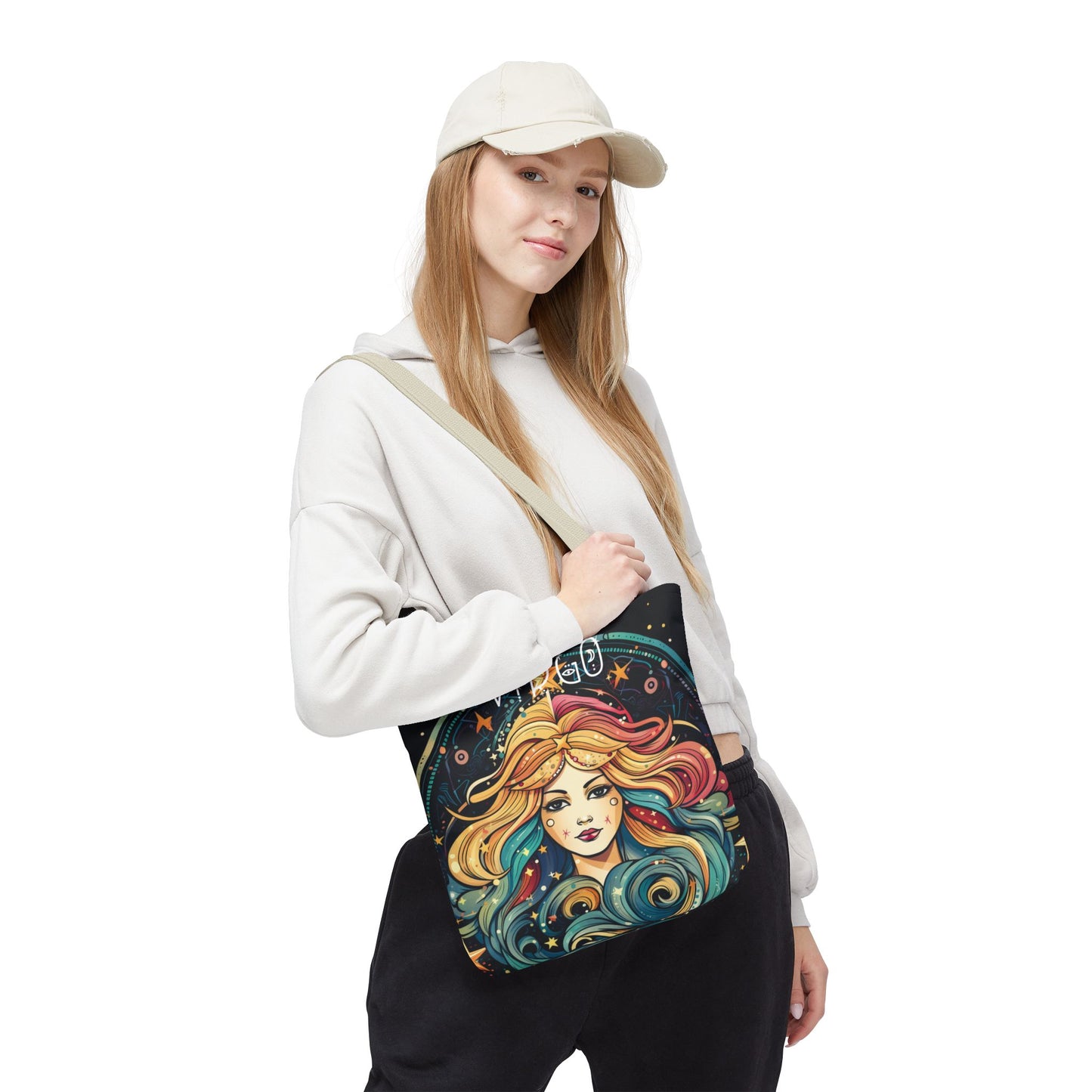 Virgo Zodiac Tote Bag, Astrology Handbag, Celestial Gift for Her, Reusable Shopping Bag, Horoscope Tote, Cosmic Art Bag, Book Bag