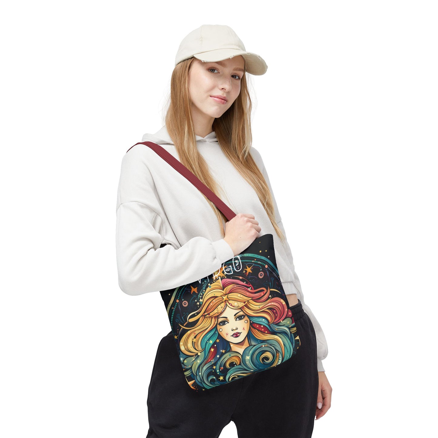 Virgo Zodiac Tote Bag, Astrology Handbag, Celestial Gift for Her, Reusable Shopping Bag, Horoscope Tote, Cosmic Art Bag, Book Bag