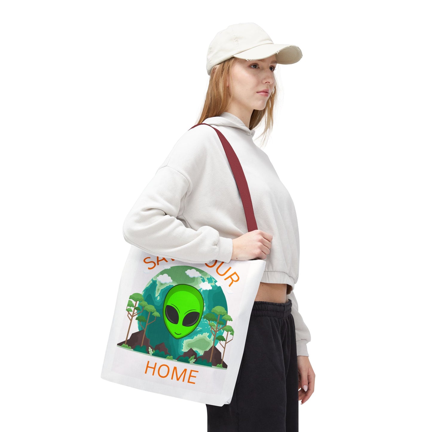 Alien Tote Bag, Earth Day Gift, Planet-Loving Gift, Reusable Shopping Bag, Science Fiction Lovers, Green Tote, Save Earth