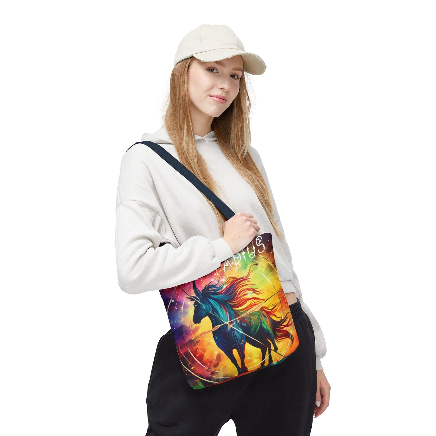 Colorful Sagittarius Tote Bag - Astrology Bag, Zodiac Gift, Travel Bag, Beach Bag, Boho Style, Reusable Bag, Book Bag,