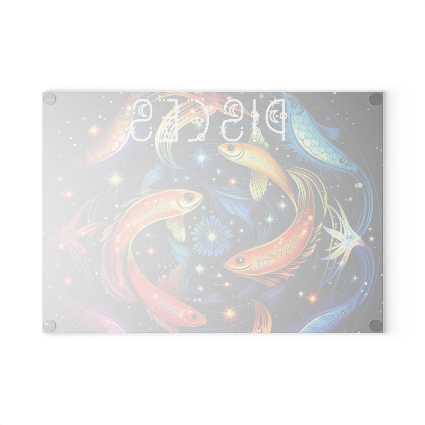 Vibrant Zodiac Glass Cutting Board - Pisces Art, Kitchen Decor, Gift for Astrologers, Cooking Accessory, Home Decor