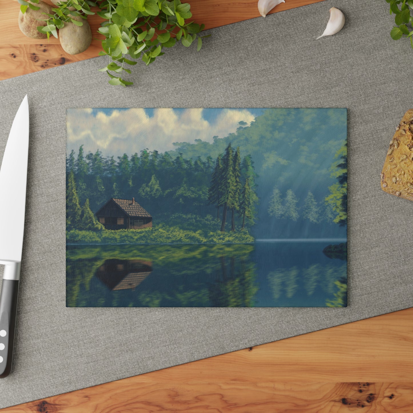 Serene Landscape Glass Cutting Board - Rustic Kitchen Decor, Cooking Gift, Unique Home Accessory, Housewarming Present, Nature Lover's Gift