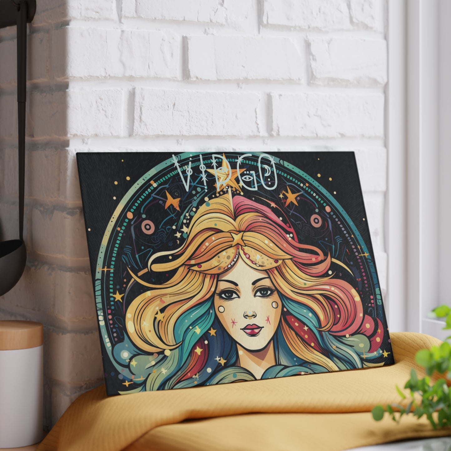 Astrology Virgo Glass Cutting Board, Zodiac Kitchen Decor, Star Sign Gift, Astrological Gifts, Personalized Cooking Accessory