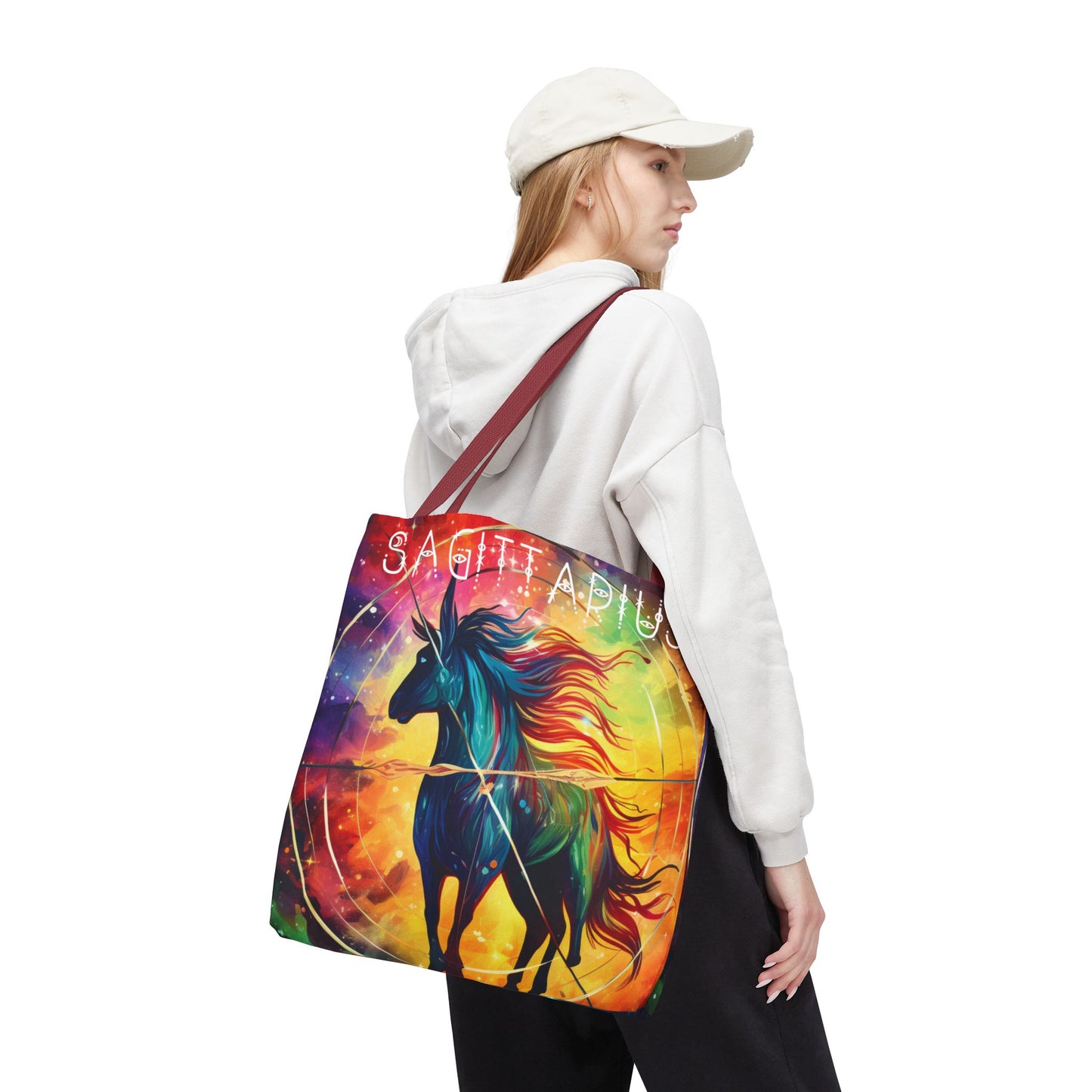 Colorful Sagittarius Tote Bag - Astrology Bag, Zodiac Gift, Travel Bag, Beach Bag, Boho Style, Reusable Bag, Book Bag,