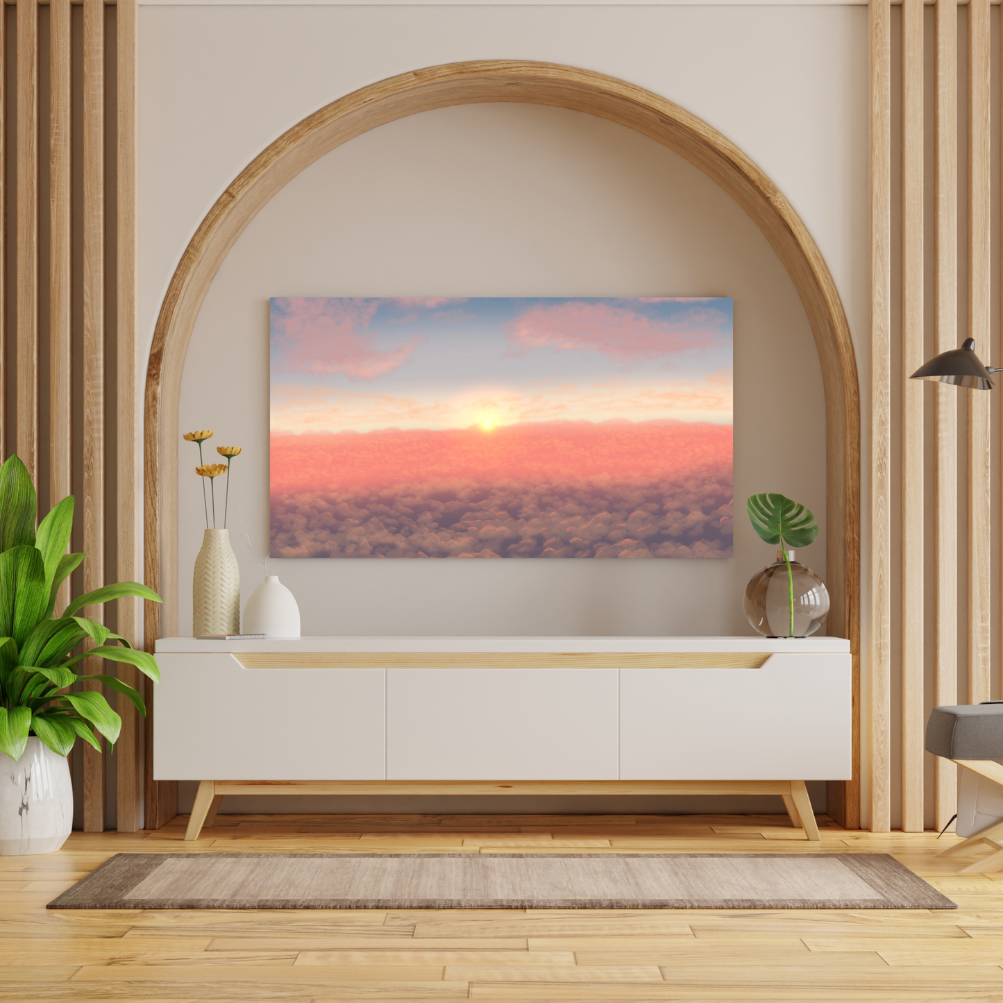 "Sunrise Above The Clouds" Hand Stretched Canvas Painting Print