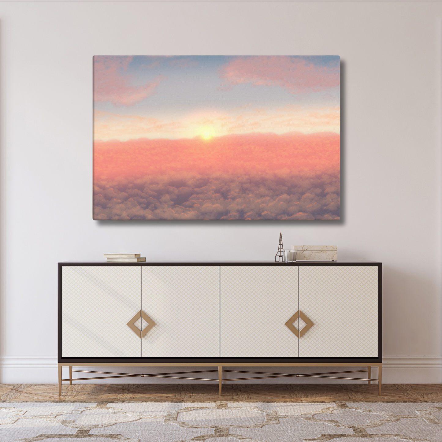"Sunrise Above The Clouds" Hand Stretched Canvas Painting Print