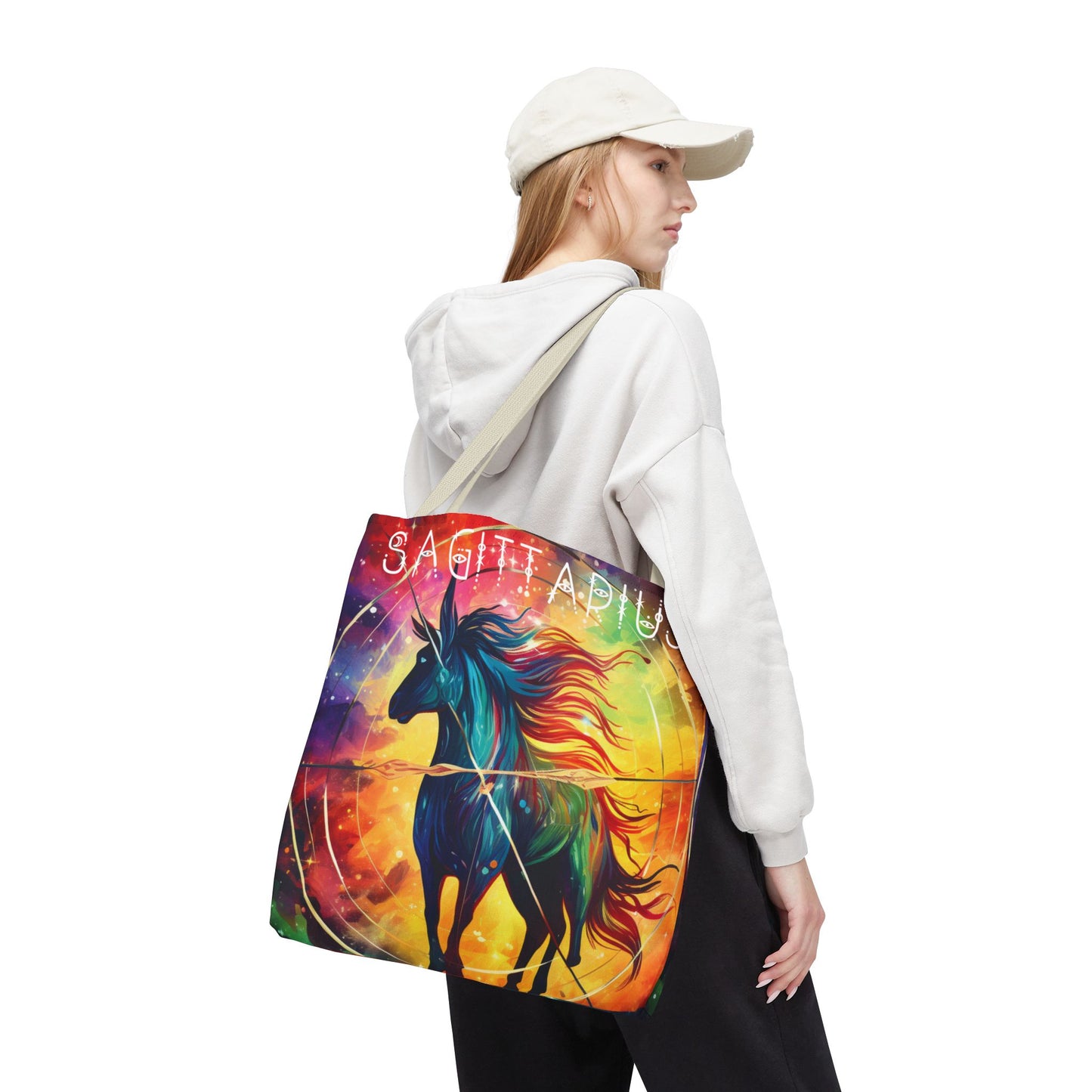 Colorful Sagittarius Tote Bag - Astrology Bag, Zodiac Gift, Travel Bag, Beach Bag, Boho Style, Reusable Bag, Book Bag,