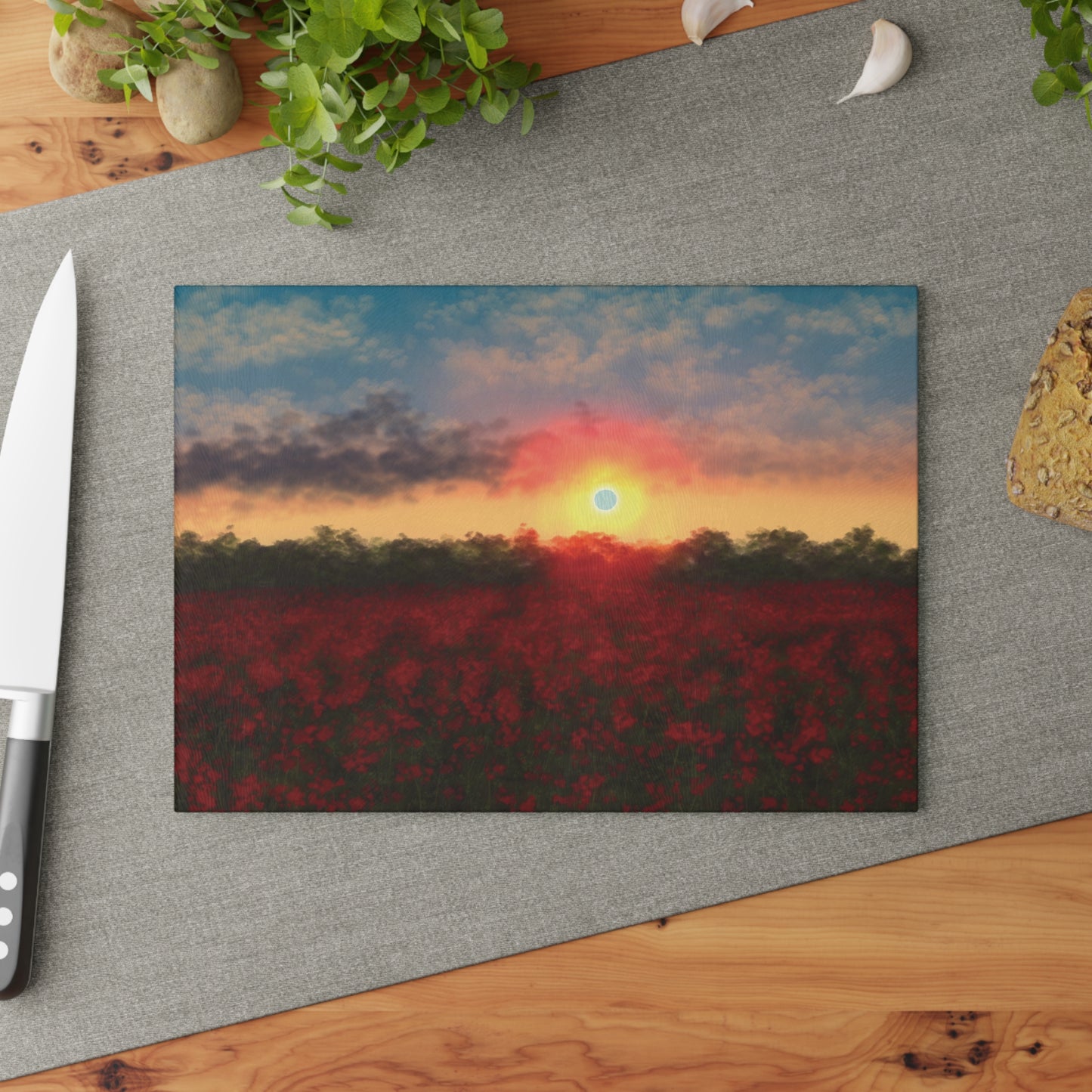 Sunset Glass Cutting Board, Kitchen Decor, Gift for Chefs, Unique Kitchenware, Wedding Gift, Housewarming Gift