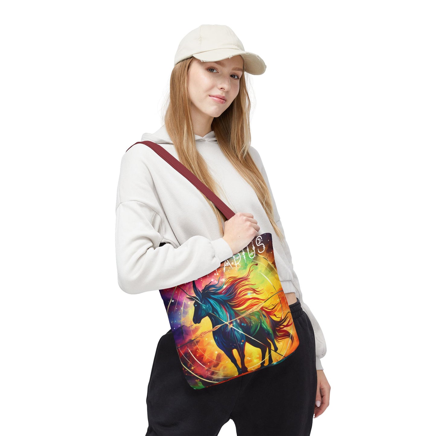 Colorful Sagittarius Tote Bag - Astrology Bag, Zodiac Gift, Travel Bag, Beach Bag, Boho Style, Reusable Bag, Book Bag,