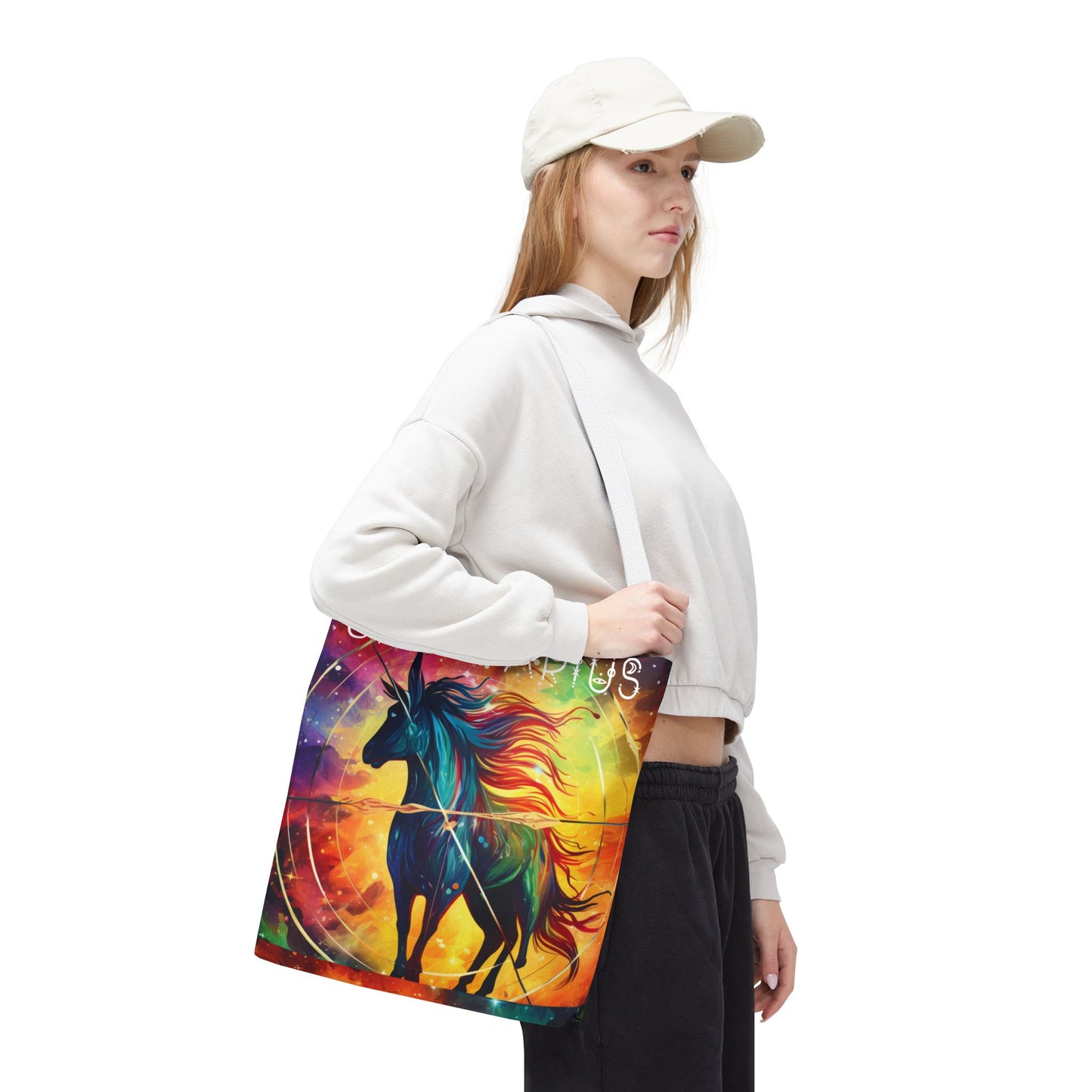 Colorful Sagittarius Tote Bag - Astrology Bag, Zodiac Gift, Travel Bag, Beach Bag, Boho Style, Reusable Bag, Book Bag,
