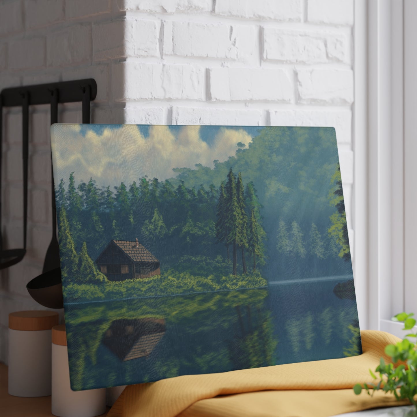 Serene Landscape Glass Cutting Board - Rustic Kitchen Decor, Cooking Gift, Unique Home Accessory, Housewarming Present, Nature Lover's Gift