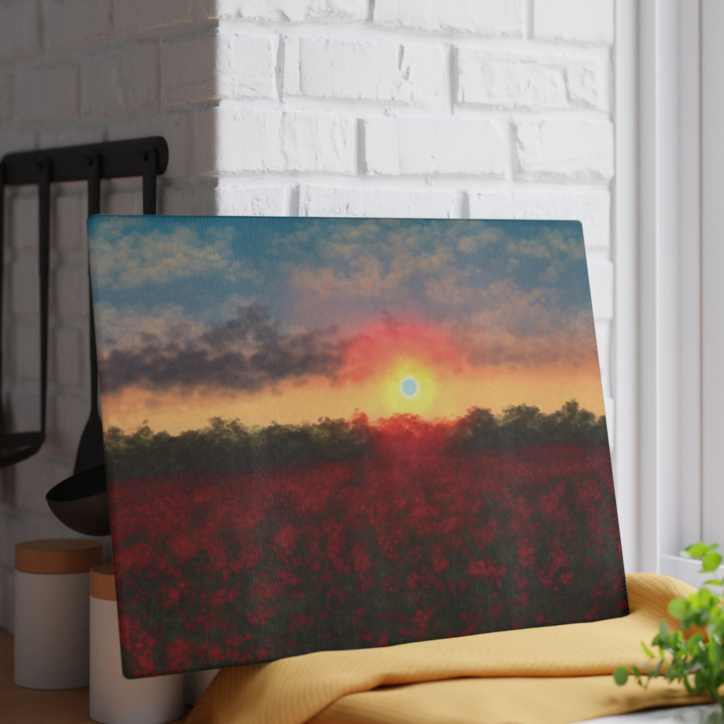 Sunset Glass Cutting Board, Kitchen Decor, Gift for Chefs, Unique Kitchenware, Wedding Gift, Housewarming Gift