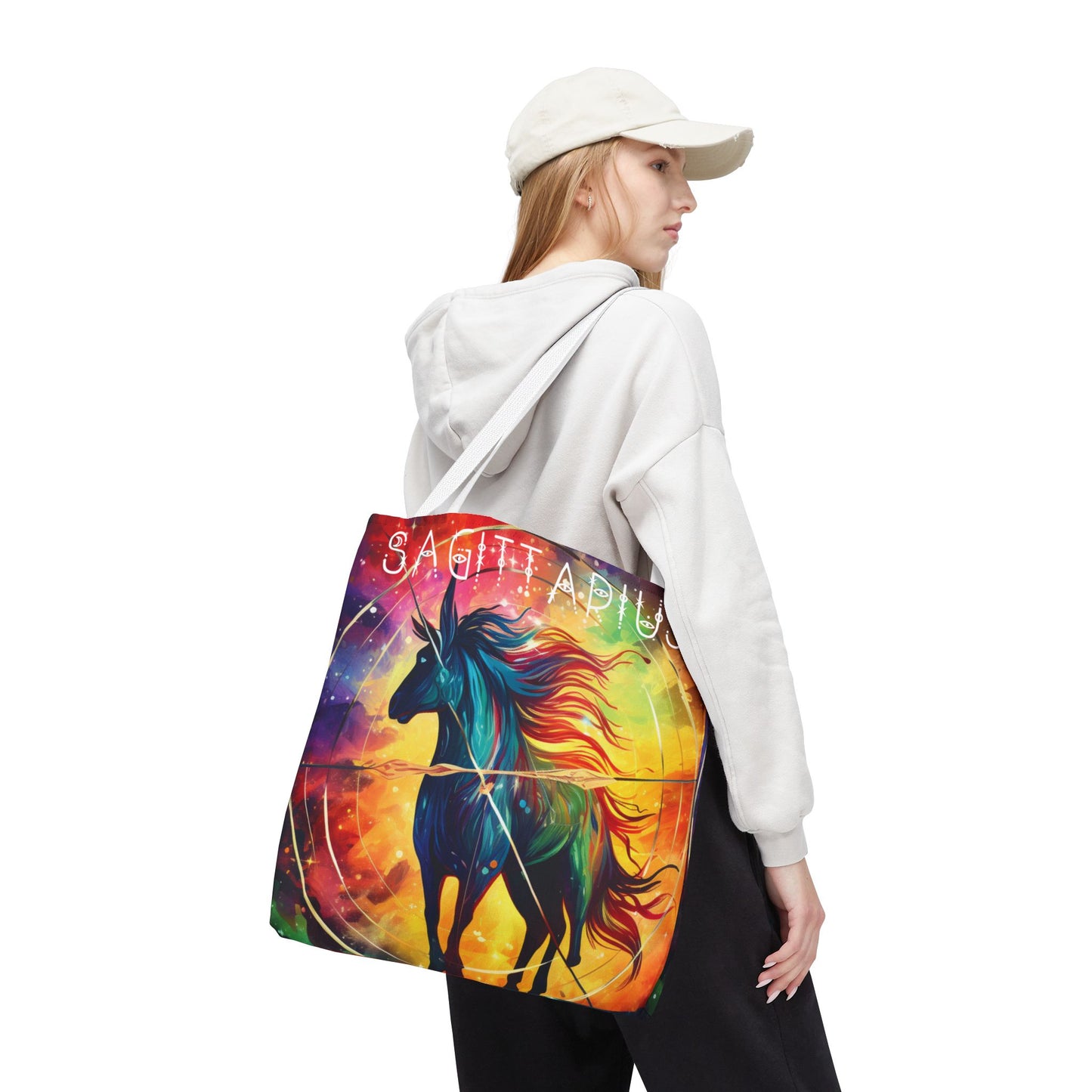 Colorful Sagittarius Tote Bag - Astrology Bag, Zodiac Gift, Travel Bag, Beach Bag, Boho Style, Reusable Bag, Book Bag,