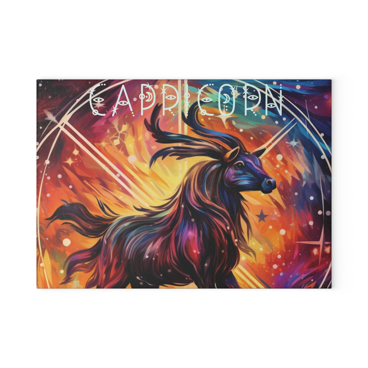Celestial Capricorn Glass Cutting Board, Zodiac Sign Gift, Astrology Kitchen Decor, Unique Home Accessory, Perfect for Housewarming