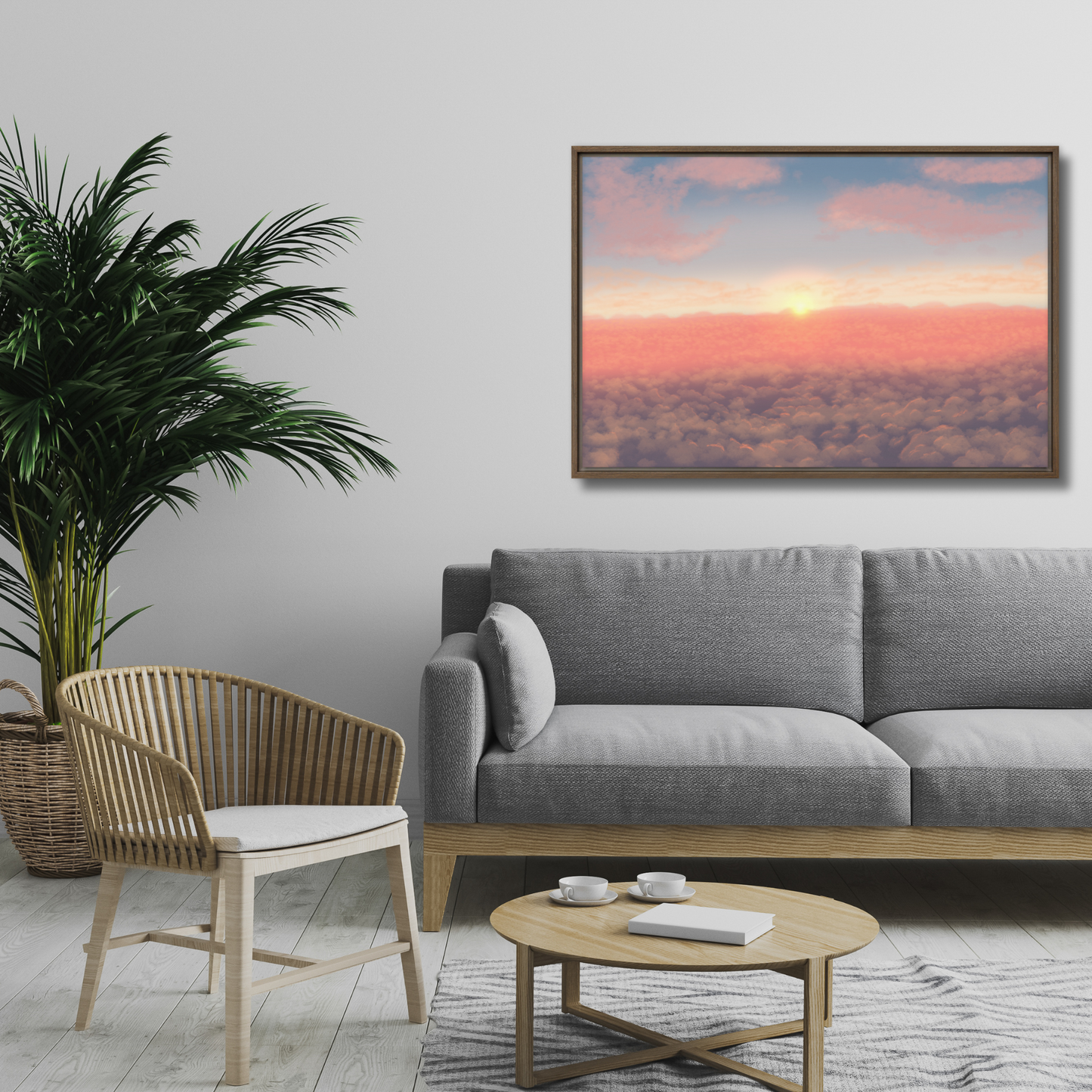 "Sunrise Above The Clouds" Painting Framed Canvas Print