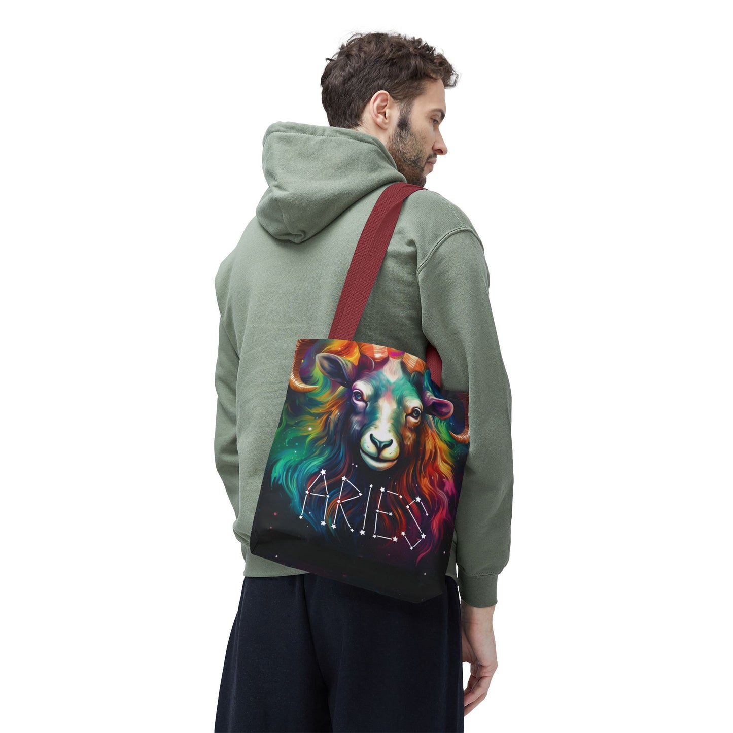 Colorful Aries Zodiac Tote Bag - Astrology Gift, Celestial Tote, Stars & Horoscope Bag, Reusable Shopping Bag, Cosmic Bag