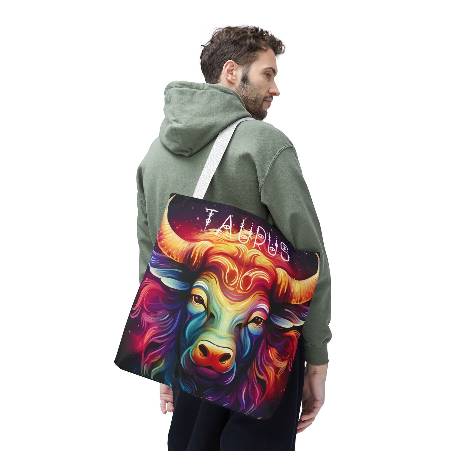 Vibrant Taurus Tote Bag, Zodiac Gift, Astrology Lover Gift, Boho Style, Cosmic Accessories, Book Bag, Beach Bag, Reusable Shopping Bag