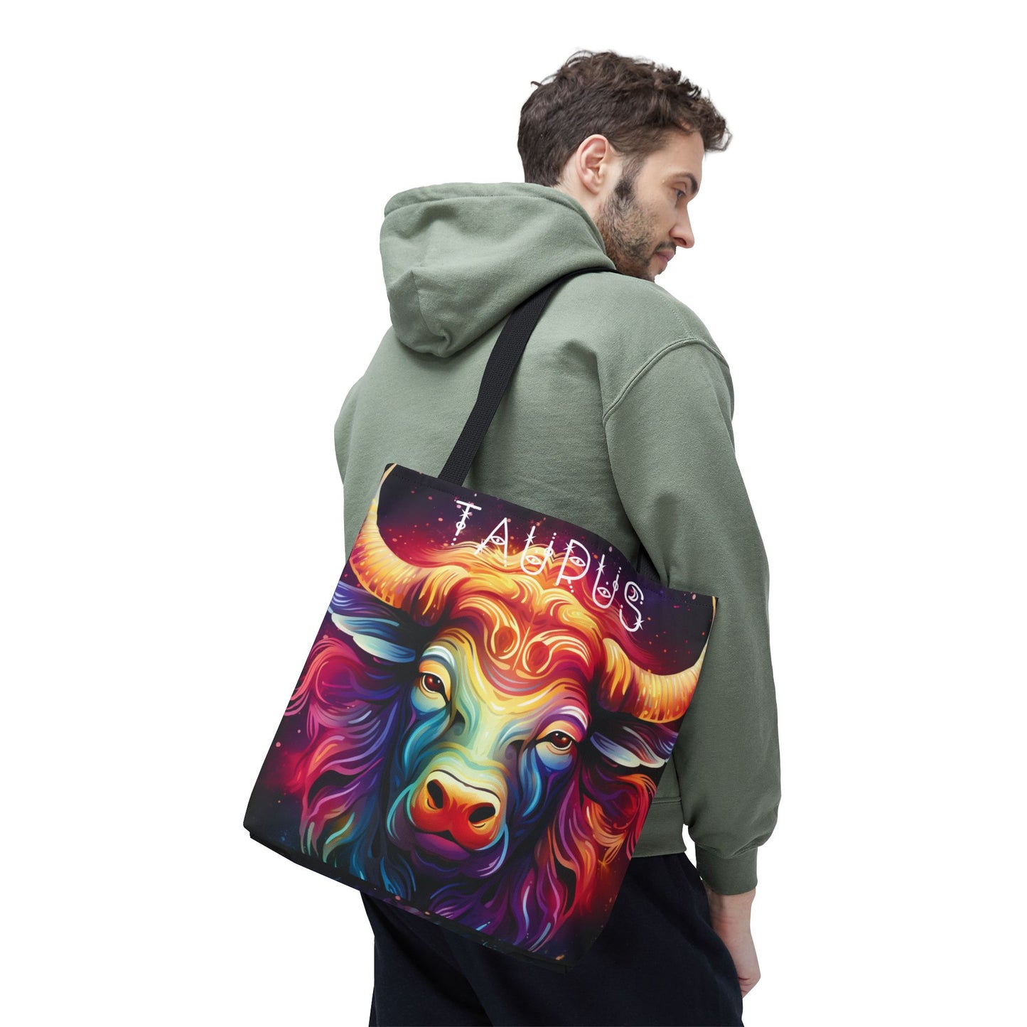 Vibrant Taurus Tote Bag, Zodiac Gift, Astrology Lover Gift, Boho Style, Cosmic Accessories, Book Bag, Beach Bag, Reusable Shopping Bag