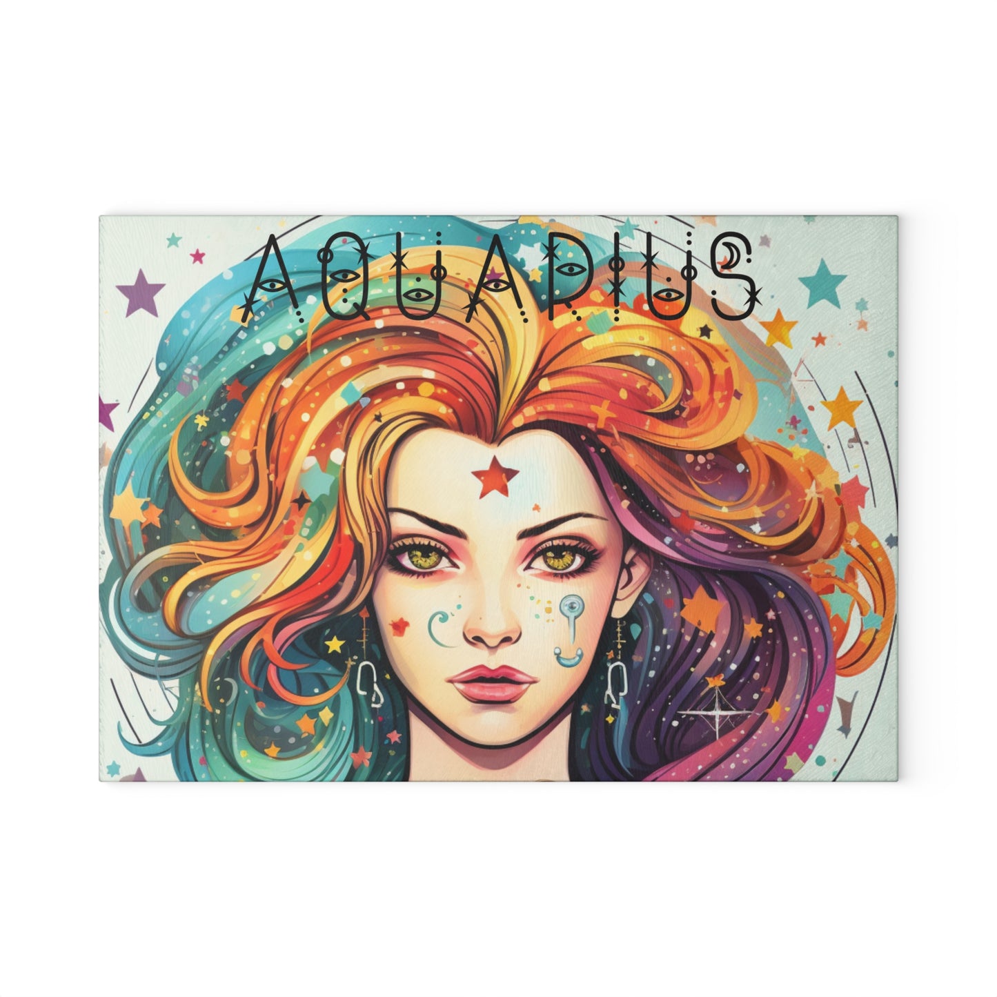 Aquarius Glass Cutting Board – Zodiac Gift for Astrology Lovers, Kitchen Decor, Unique Housewarming Present, Personalized Cooking