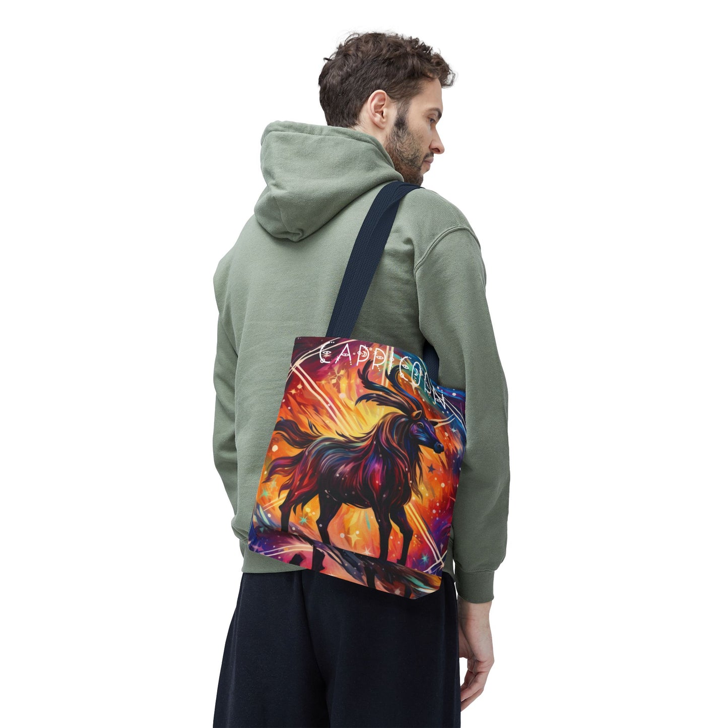 Celestial Capricorn Tote Bag, Astrology Lover Gift, Zodiac Bag, Horoscope Tote, Cosmic Art Bag, Reusable Bag, Book Bag, Beach Bag