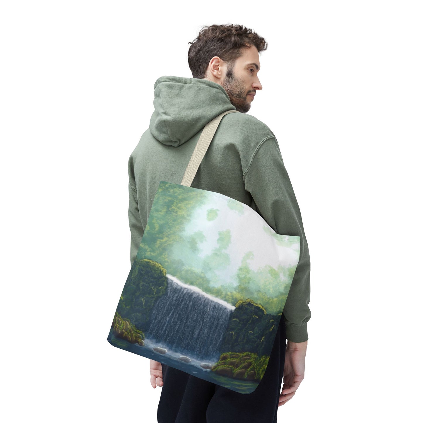 Secret Waterfall Tote Bag, Nature Lover Gift, Reusable Shopping Bag, Stylish Beach Bag, Gift for Hikers, Travel Bag