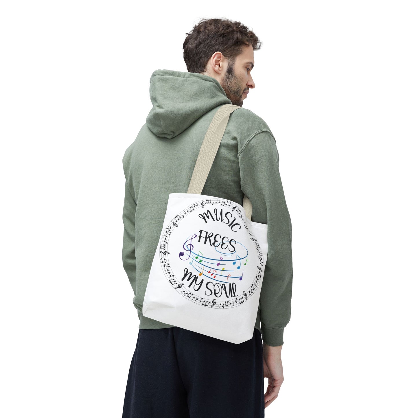 Musical Tote Bag - "Music Frees My Soul" - Perfect for Music Lovers, Gifts for Musicians, Concert Goers, Reusable Shopping Bag