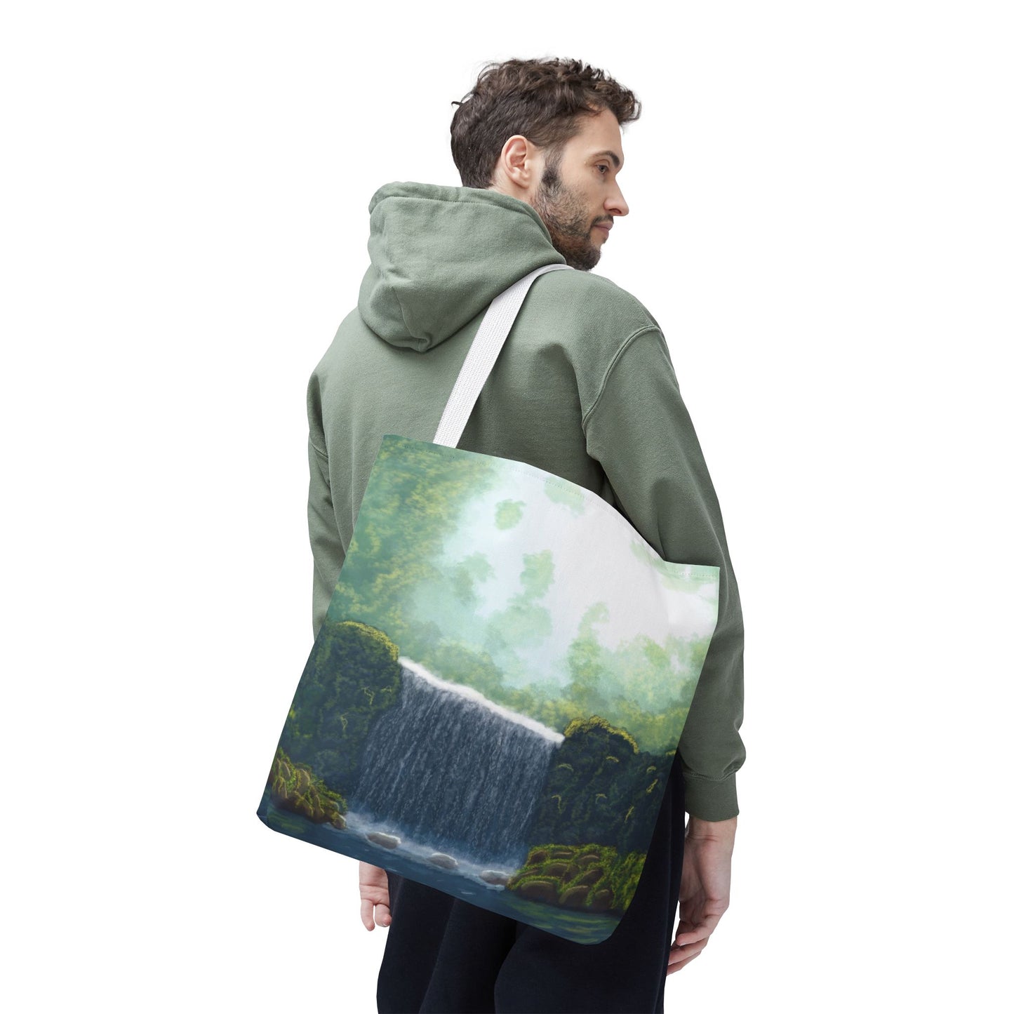 Secret Waterfall Tote Bag, Nature Lover Gift, Reusable Shopping Bag, Stylish Beach Bag, Gift for Hikers, Travel Bag