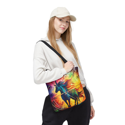 Colorful Sagittarius Tote Bag - Astrology Bag, Zodiac Gift, Travel Bag, Beach Bag, Boho Style, Reusable Bag, Book Bag,