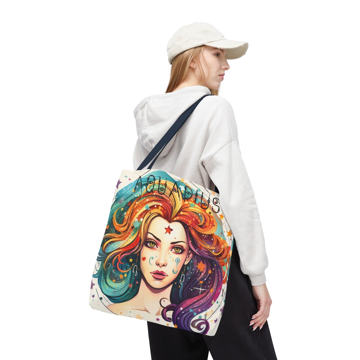 Aquarius Tote Bag with Colorful Astrology Design, Star Sign Bag, Zodiac Gift, Astrology Lover Tote, Personalized Birthday Present