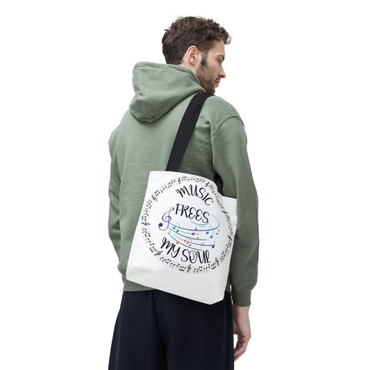 Musical Tote Bag - "Music Frees My Soul" - Perfect for Music Lovers, Gifts for Musicians, Concert Goers, Reusable Shopping Bag
