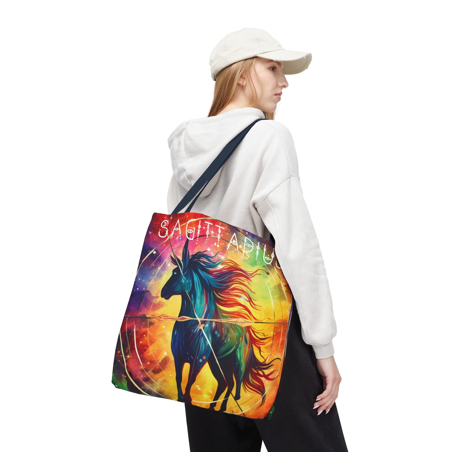 Colorful Sagittarius Tote Bag - Astrology Bag, Zodiac Gift, Travel Bag, Beach Bag, Boho Style, Reusable Bag, Book Bag,
