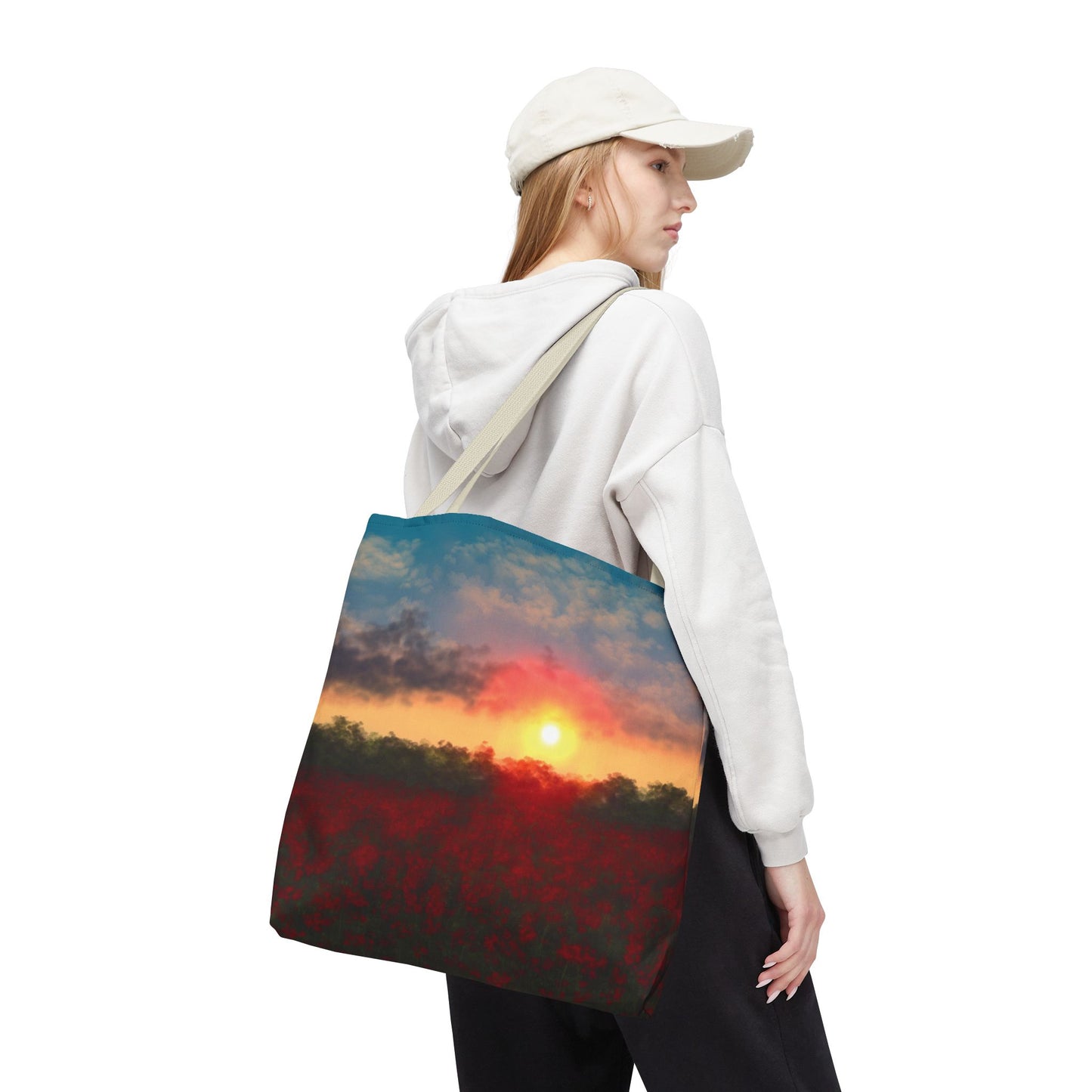 Vibrant Sunset Tote Bag, Artistic Canvas Bag, Floral Shopping Tote, Reusable Shopping Bag, Gift for Nature Lovers