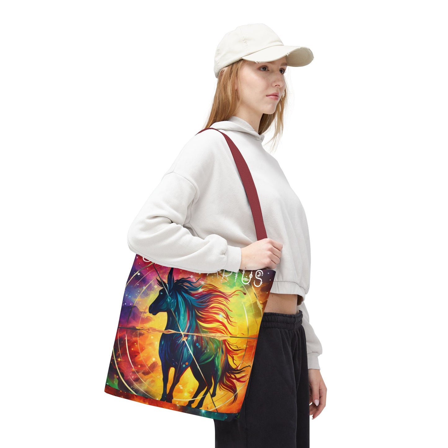 Colorful Sagittarius Tote Bag - Astrology Bag, Zodiac Gift, Travel Bag, Beach Bag, Boho Style, Reusable Bag, Book Bag,