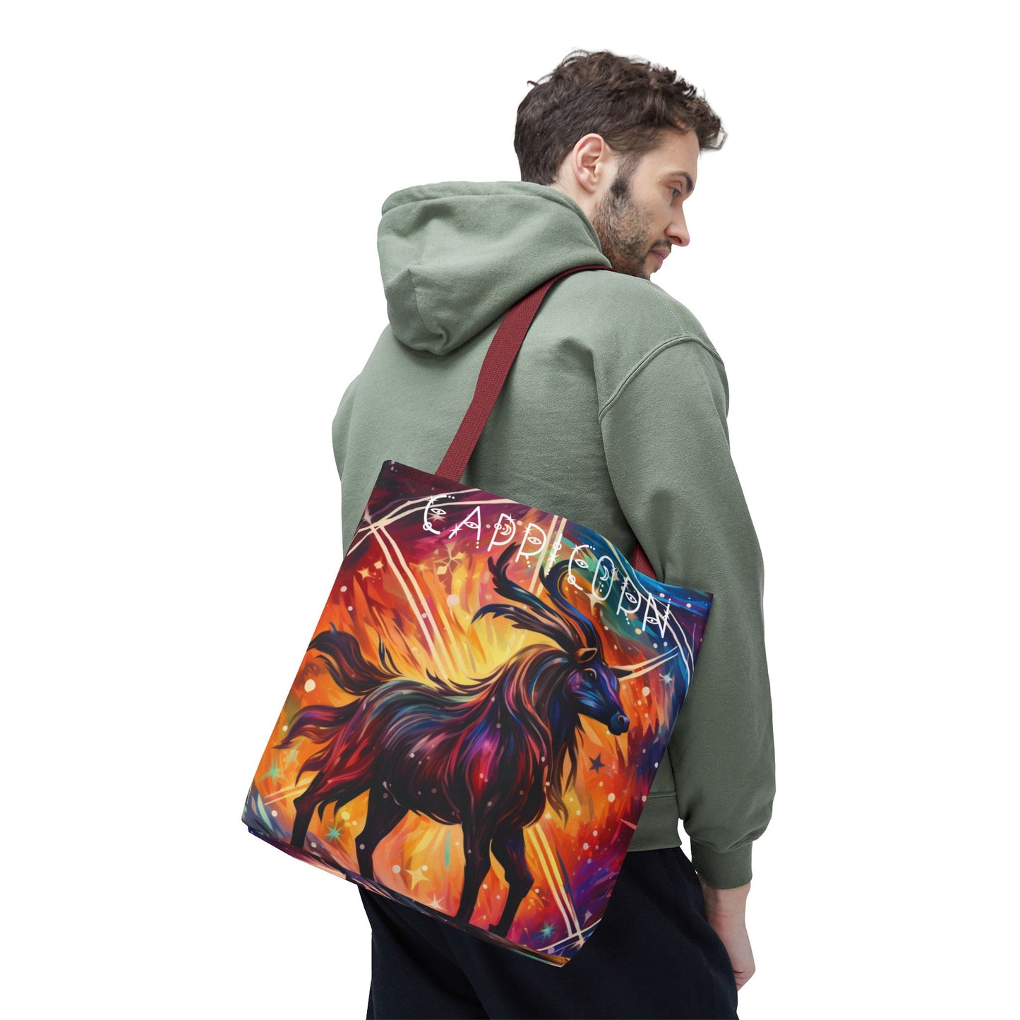 Celestial Capricorn Tote Bag, Astrology Lover Gift, Zodiac Bag, Horoscope Tote, Cosmic Art Bag, Reusable Bag, Book Bag, Beach Bag