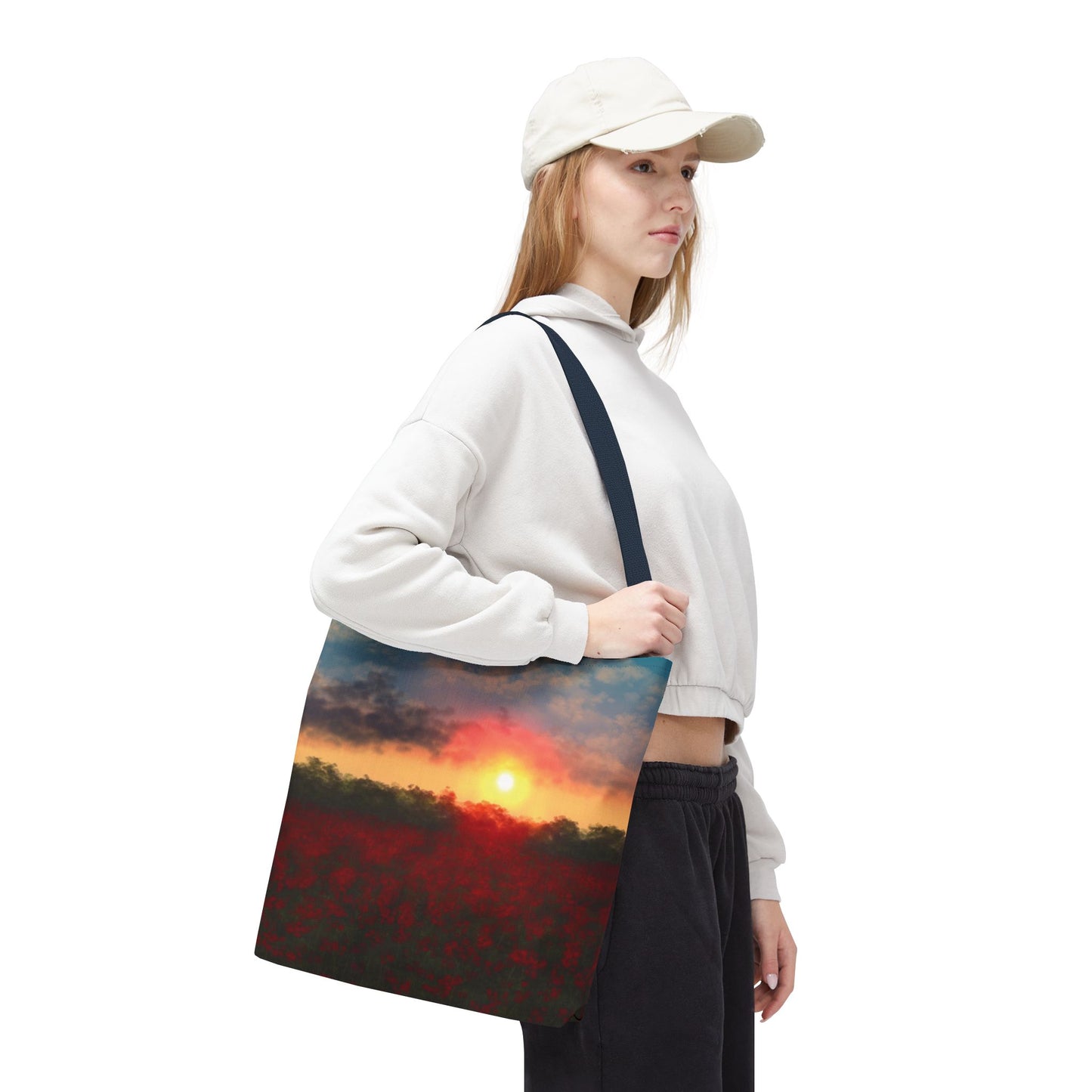 Vibrant Sunset Tote Bag, Artistic Canvas Bag, Floral Shopping Tote, Reusable Shopping Bag, Gift for Nature Lovers