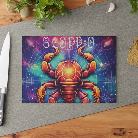 Astrological Scorpio Glass Cutting Board, Unique Kitchen Decor, Gift for Astrology Lovers, Home Barware, Perfect for Birthdays