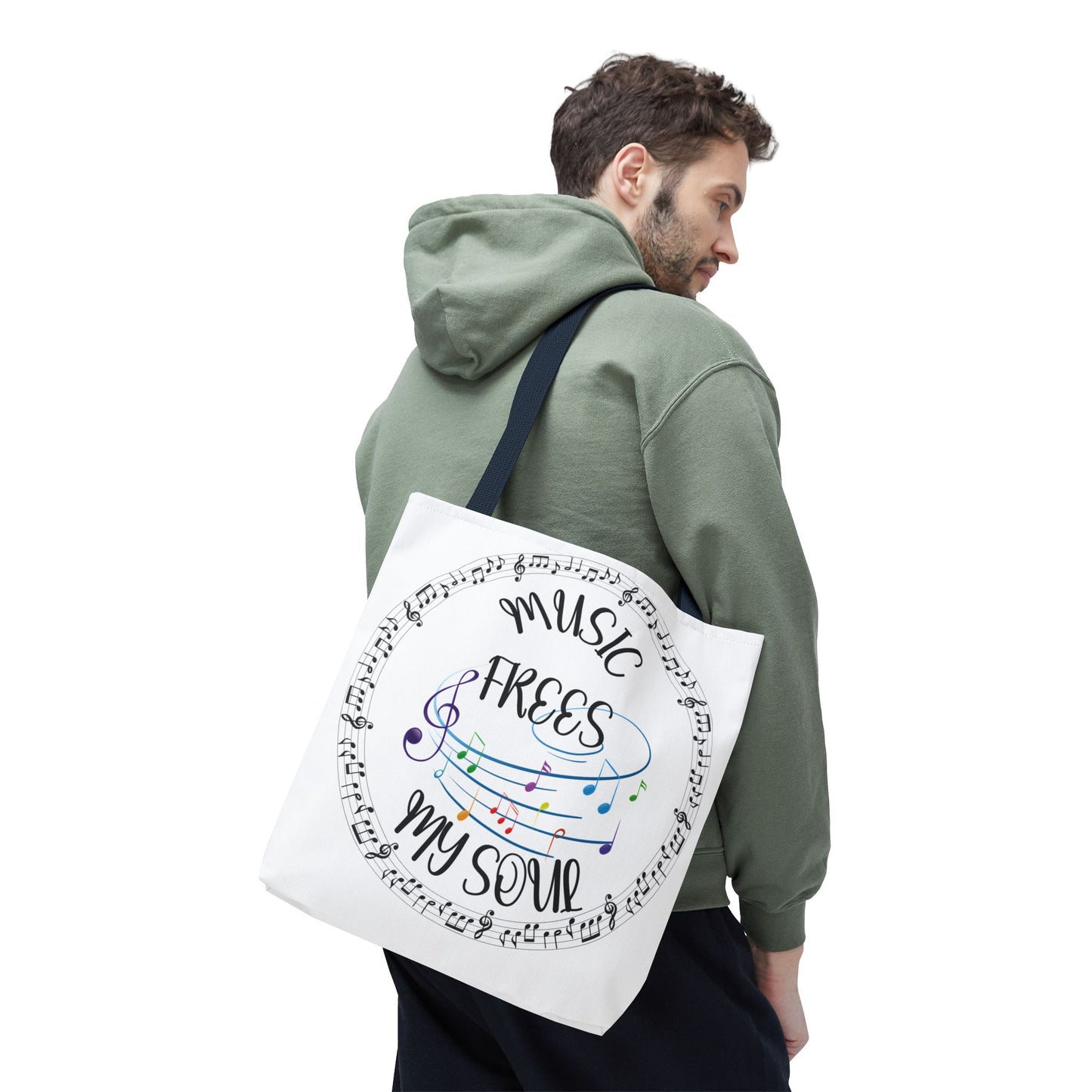 Musical Tote Bag - "Music Frees My Soul" - Perfect for Music Lovers, Gifts for Musicians, Concert Goers, Reusable Shopping Bag