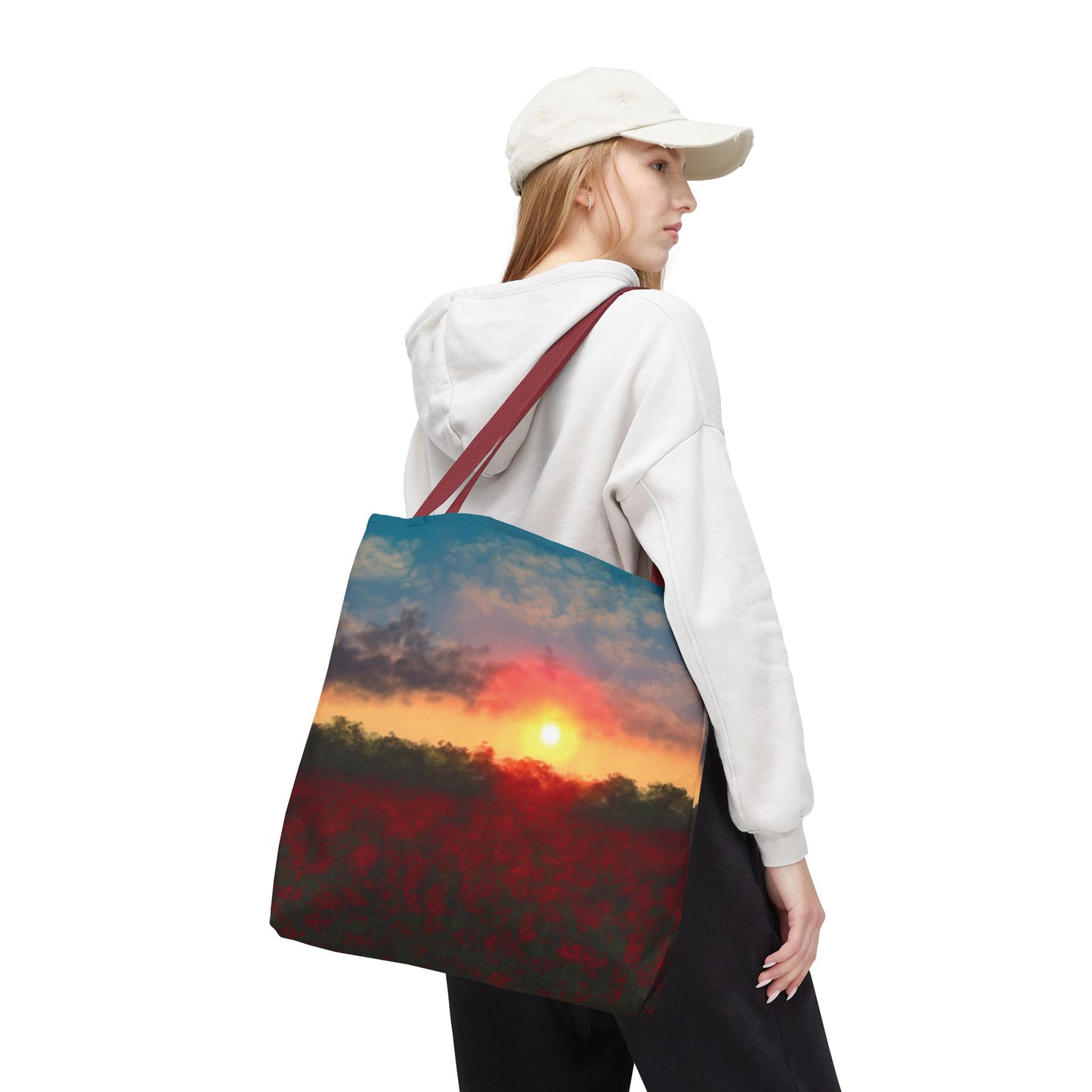Vibrant Sunset Tote Bag, Artistic Canvas Bag, Floral Shopping Tote, Reusable Shopping Bag, Gift for Nature Lovers