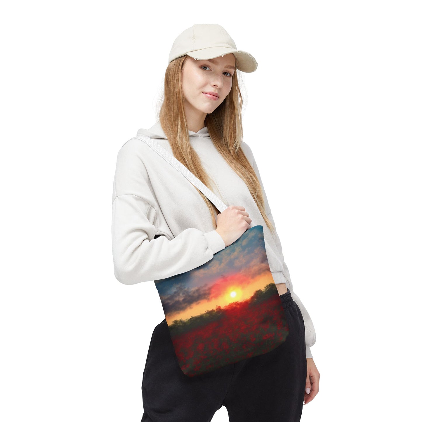 Vibrant Sunset Tote Bag, Artistic Canvas Bag, Floral Shopping Tote, Reusable Shopping Bag, Gift for Nature Lovers