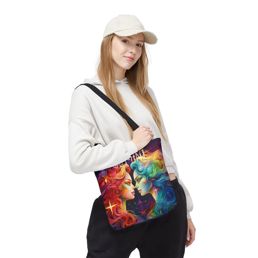 Gemini Zodiac Tote Bag, Astrology Gift, Colorful Canvas Bag, Beach Bag, Gemini Gift, Reuseable Bag, Book Bag