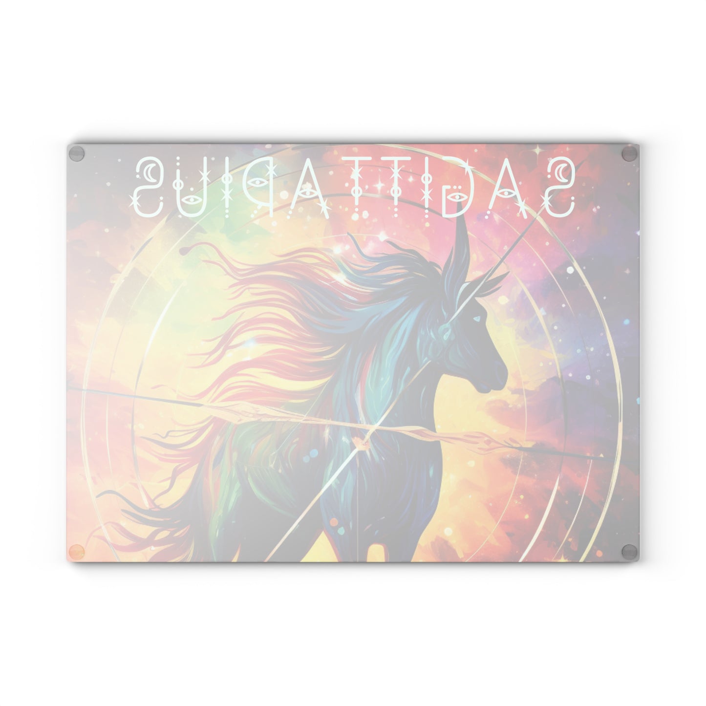 Vibrant Zodiac Glass Cutting Board, Sagittarius Gift, Colorful Kitchen Decor, Astrology Homeware, Unique Cooking Gift