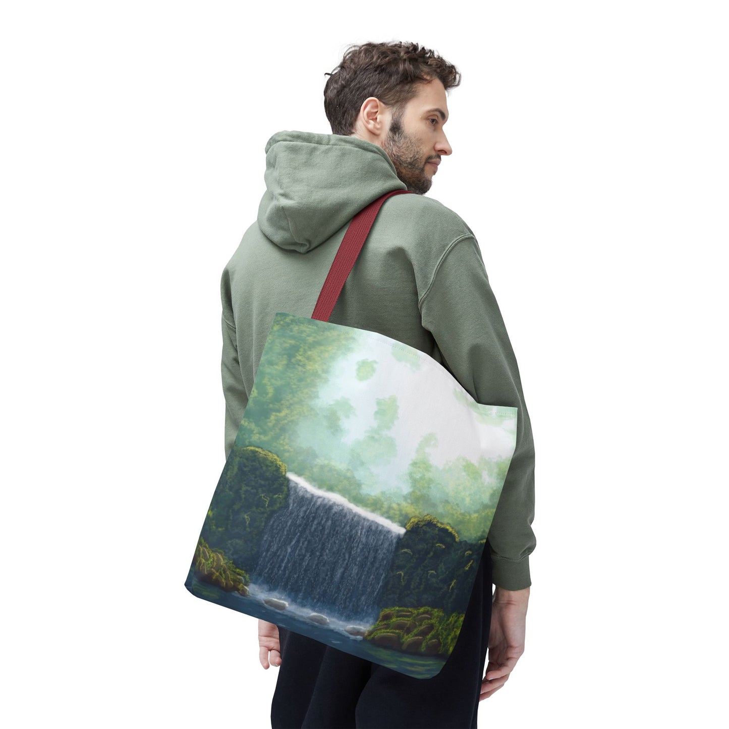 Secret Waterfall Tote Bag, Nature Lover Gift, Reusable Shopping Bag, Stylish Beach Bag, Gift for Hikers, Travel Bag